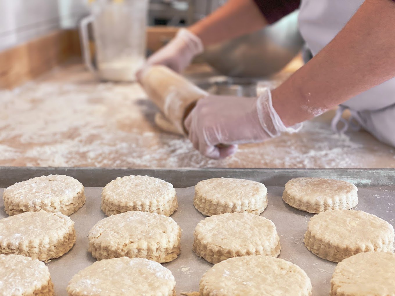 handmade biscuits being cut